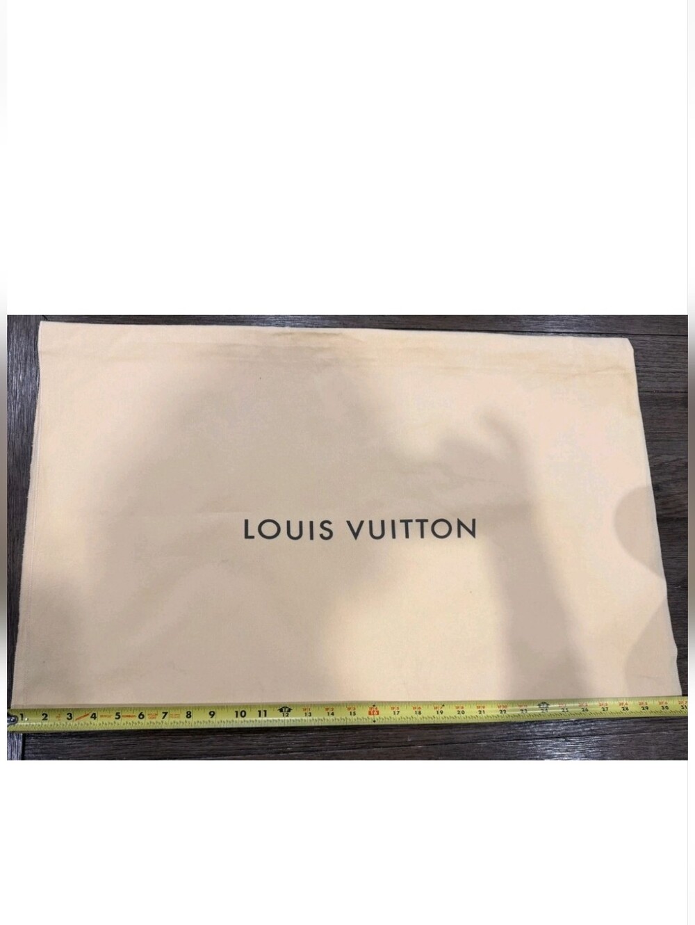 Authentic XL Size Louis Vuitton Cream Dust Bag with Black Logo